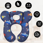 Baby Travel Pillow, Upgrade U-Shape Infant Pillow for Car Seat Pushchair and Stroller, Soft Comfortable Sleep Cushion for Kids Newborn and Toddler -Fish DarkBlue