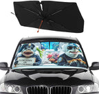 Socira Funny Sharks Car Windshield Sunshade Umbrella Foldable Umbrella Sun Shade Windshield Cover Sunshade Car Accessories Blocks Uv Rays Keeps Cool (57" X 30")