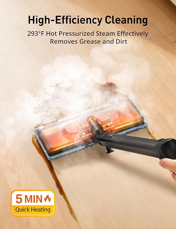 Steam Cleaner, 293°F 58 PSI Powerful Multipurpose Handheld Steam Mop for Home Use, 21 Attachments, 50Oz Capacity, Heavy Duty Steamer for Carpets, Floors, Cars, Tiles, Crack Cleaning, Azure
