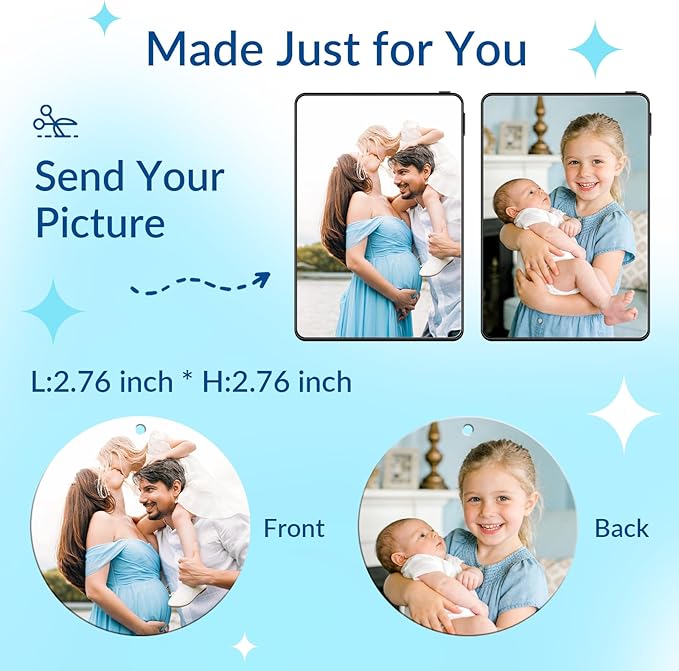 Custom Air Fresheners with Picture - Personalized Double Sided Photo Air Freshener, Customized Air Freshener for Car Wardrobe Bathroom Hanging Ornaments (A4-Round)