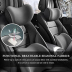 Car Headrest & Lumbar Support Cushion, Ergonomic Memory Foam Car Neck Back Support w/Removable Cover, Universal Breathable Lumbar Cushion Headrest Pillow with Adjusatble Strap (Gray)