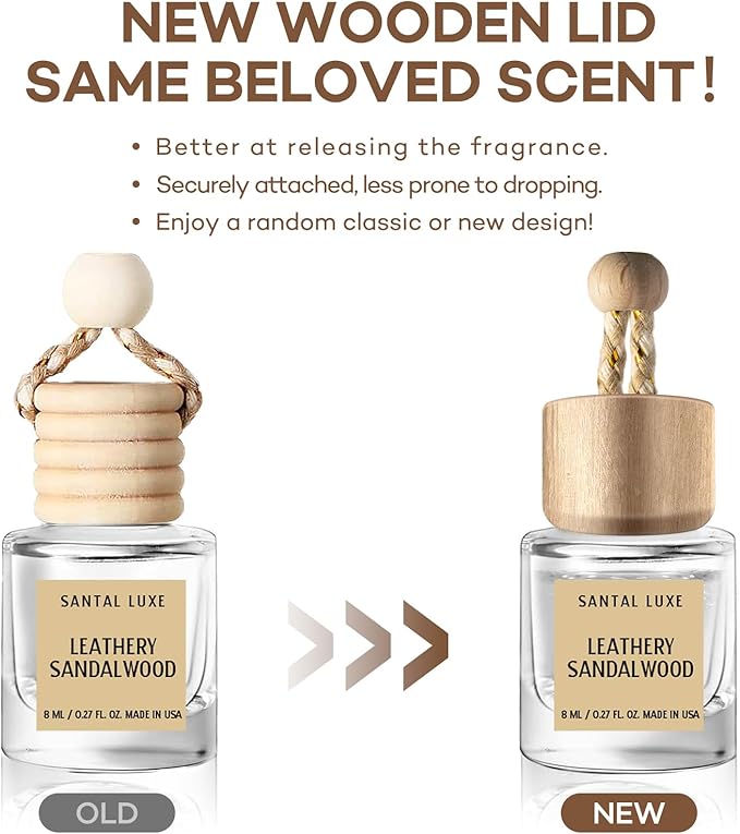 C Classy Car Air Freshener Hanging 2 Pack, Leathery Sandalwood Essential Oil Diffuser for Cars, Cute Car Accessories, Long-Lasting Fragrance, C ar Air Fresheners for Women & Men Gift, Made in USA