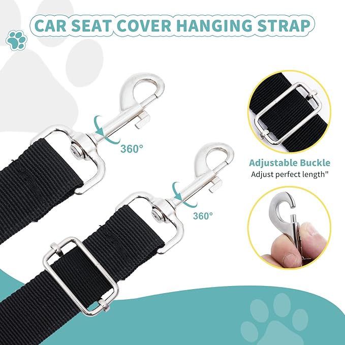 2Pcs Metal Straps of Dog Car Seat Cover,Metal Straps for Dog Car Seat Cover,Adjustable Replacement Dog Car Seat Belt
