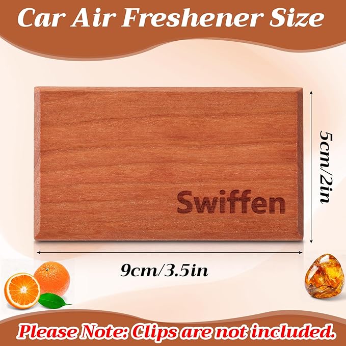 2 Pcs Wood Car Air Freshener Starter Refill Kit Car Odor Eliminator, Scent Deodorizer Vehicle Scent Diffuser for Cabin, Truck & Suv Visor Clip, No Clip Included (Amber, Grove)