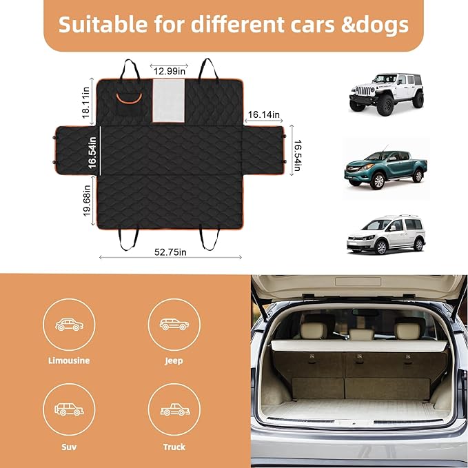 Scratchproof Dog Car Seat Cover For Back Seat, Waterproof Back Seat Pet Cover For Dogs With Mesh Window,Storage Pocket,Side Flap,Collapsible Nonslip Dog Seat Cover Universal Size Fit for Car/Truck/SUV