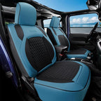 Coverado Seat Covers for Jeep Wrangler, Waterproof Leather Car Seat Covers for Truck Automotive Seat Covers Custom Fit for 2018-2024 Jeep Wrangler JL Seat Covers 2-Door/4-Door Full Coverage (Blue)