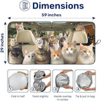 GENANY Cute Cat Group Funny Windshield Sun Shade for Car SUV Truck (59x29 Inches), Sunshade for Car Windshield, Protector Blocks UV, Spring Auto Decor