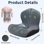 Seat Cushion for Office Chair and Car, L-Shaped Ergonomic Car Seat Cushions, Memory Foam Chair Cushion, Lumbar Support Pillow for Wheelchair, Car, Home, Office, Desk, Gray