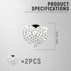2PCS Bling Heart Air Vent Clips, Heart Shaped Crystal Air Freshener Vent Clips, Rhinestone Air Conditioning Outlet Clip, Universal Interior Decor Car Accessories for Women Girl (White)