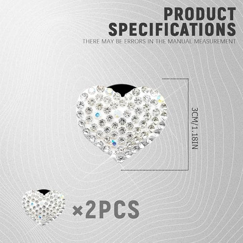 2PCS Bling Heart Air Vent Clips, Heart Shaped Crystal Air Freshener Vent Clips, Rhinestone Air Conditioning Outlet Clip, Universal Interior Decor Car Accessories for Women Girl (White)