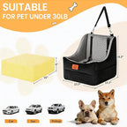 Dog Car Seat for Medium Dogs – Premium Pet Booster Seat with Two Pet Safety Belts, Detachable Washable Cover Non-Slip Base, Portable Dog Travel Seat for Road Trips & Daily Errands Up to 35lbs