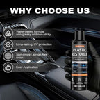 Plastic Restorer for Car Trim – 4oz Restores Faded Black Plastic, Vinyl & Rubber with Long-Lasting Shine & UV Protection – Interior & Exterior Car Plastic Restorer, Black Trim Restorer