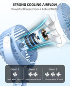 Portable Stroller Mini Fan, Small Rechargeable Personal Fan, Travel Essentials for Baby, Wagon, Car Seat, Treadmill, Battery Powered Biking Gear Accessories, 360° Rotation, 3-Speed, Display