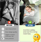 Travel Pillow, Car Pillow for Kids & Adults, Kid Travel Sleeping Pillows for Neck & Body Support, Car Travel Essentials Pillow on Road Trips, Gray