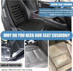Car Seat Cushion, Memory Foam Cushion for Car Seat, Lumbar Support Pillow, Seat Cushion for Full Back and Seat, Ideal for Car Seat Driver, Office Chair, Wheelchair and Back Pain Relief (Black)