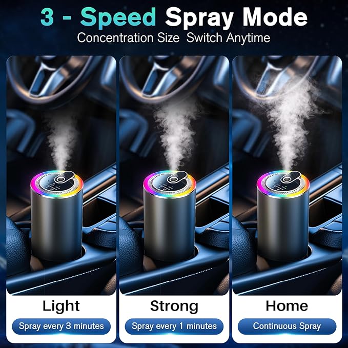 Smart Car Air Freshener Diffuser with Starry Sky Projection, 50ml Perfume Car Diffuser, 6 Months Long-Lasting Fragrance, RGB Music-Sync Lights, Intelligent Auto On/Off, 3 Modes, Ocean