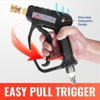 YAMATIC Pressure Washer Short Gun 5000 PSI - Stainless Steel 3/8" Swivel Plug & M22-14mm Coupler, Power Washer Stubby Trigger Handle with 1/4" Quick Connect for Foam Cannon Car Wash