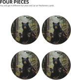 Car Air Fresheners Cards - Set of 4 Pieces with Stylish Black bear family Print - Long-Lasting Fragrance for Your Vehicle