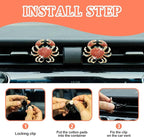 2Pcs Crab Air Freshener Vent Clip, Cute Air Diffuser Clips, Bling Rhinestone Car Outlet Decor, Crab Car Accessories for Women