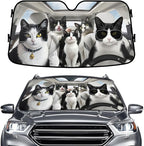 GENANY Tuxedo Cat Family Windshield Sun Shade for Car SUV Truck (55x30 inches), Sun Shade Windshield, Shades for Windows, Protector Blocks UV, Spring Car Decor