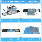 Cat Carrier for Large Cats up to 20 Lbs,Soft-Sided Pet Carrier for Large and Medium Cats, Small Dogs,Puppies,Collapsible Dog Carrier Travel Bag with 2 Storage Bags,4 Mesh Windows (Blue, Medium)