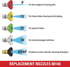 Simpson Cleaning 80146 4500 PSI Universal Pressure Washer Nozzles, 1/4-Inch Quick Connect, Hot- and Cold-Water Compatible, Set of 5
