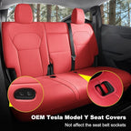 Car Seat Covers for New 2025 Tesla Model Y Juniper Nappa Leather Car Interior Seat Airbag Compatible Cushion Cover Full Set Custom Fit 2025-2026, Nappa Wine Red
