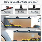 Sun Visor Extender for Car, Visor Extender Attachment for Car, Adjustable Visor Extender Sun Blocker UV400, Polarized Sun Visor Extender, Anti-Glare, UV Protector (1 Pack, X-Large)