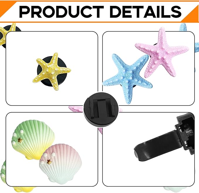 5PCS Seashell and Starfish Car Air Vent Clips, Colorful Ocean Series Car Air Freshener Diffuser, Beach Theme Car Interior Decoration Accessories (No Aromatherapy Tablets)