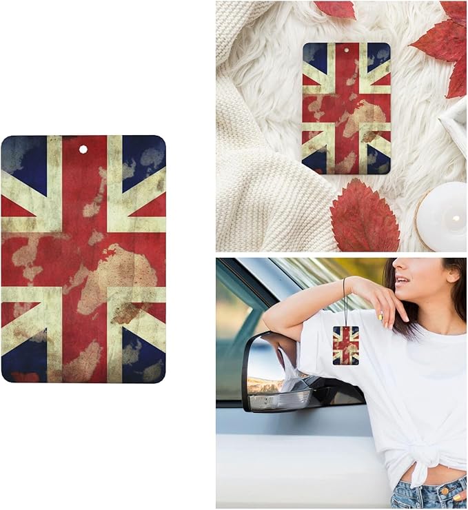 6 Pcs Car Air Fresheners Hanging Scented Cards for Car Fresheners Vintage Union Jack British Flag Car Aromatherapy Tablets Funny Hanging Air Freshener for Car Rearview Mirror Pendant