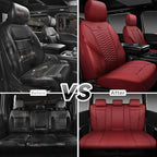 CAR PASS 3D Foam PU Leather Car Seat Covers Full Set,Luxury Breathable Faux Leather Seat Covers for Car,Anti Slip Universal Fit for SUVs Vans Sedan Trucks Automotive,Armrest Airbag Compatible Burgundy