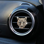 4 Pcs Bling Leopard Air Vent Clips, Crystal Car Air Fresheners Vent Clips Diffuser Rhinestone Leopard Decoration Car Interior Decor Bling Accessories for Women (Gold)