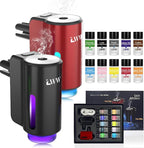 Car Air Freshener Diffuser, Portable Intelligent Car Aroma Diffuser with 3 Adjustable Modes, Rechargeable Car Aromatherapy Machine,Travel Essentials Gifts for Women Men, Long-Lasting (10Scents)