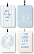 Blue Summer Beach Car Air Freshener 4 Pcs, Funky Preppy Surfboard Cheetah Coastal Hanging Air Freshener for Closet Drawer Books, Girly Beachy Car Accessories Mirror Decor for Women