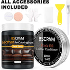 12oz Leather Recoloring Balm & 3.4oz Mink Oil Leather Conditioner kit,Dark Gray Leather Color Repair Kits for Couches, Leather Couch Paint Scratch Repair for Furniture Car Sofa Shoes Leather Dye