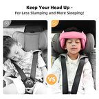 Toddler Car Seat Head Support Neck Pillow Strap - Kids and Baby Safety Neck Relief Head Support Band Sleep Strap with Adjustable Belt, Pink