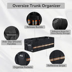 Car Trunk Organizer with Lid,Collapsible Car Storage Organizer with Multi Compartments and Securing Straps for SUV,Sedan,Jeep-Black