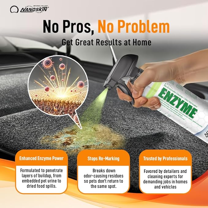 Nanoskin ENZYME Multi-Purpose Cleaner & Odor Eliminator 30 Gallon - Removes Complex Organic Stains, Dirt, Grease, and Grime from Multi Surfaces | For Automotive, Floor, Kitchen, Bathroom, Plumbing