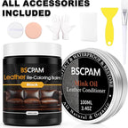 12oz Leather Recoloring Balm & 3.4oz Mink Oil Leather Conditioner kit,Black Leather Color Repair Kits for Couches, Leather Couch Paint Scratch Repair for Furniture Car Sofa Shoes Leather Dye