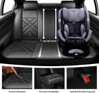 CX-3 Car Seat Covers Fit for Mazda CX-3 2016-2021, Full Coverage Premium Leather Waterproof Breathable Seat Covers, Automotive Seat Protectors, Airbag Compatible(Full Set Seats, Black-Blue)