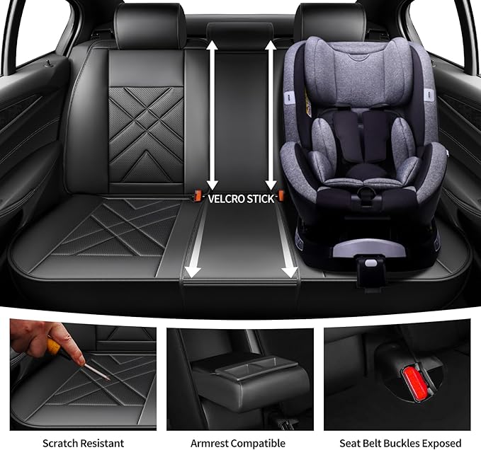 Car Seat Covers Fit for Mazda 3 2007-2026, Premium Leather, Full Coverage Leather Waterproof Breathable Seat Covers, Automotive Seat Protectors, Airbag Compatible(Full Set Seats, Black Beige)