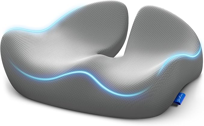 ZIKEE Pioneering Seat Cushion for Pressure Relief, Ergonomic Office Chair Cushion for Sciatica, Back, Hemorrhoids & Tailbone Pain Relief, High-Density Memory Foam Car Seat Cushion with Anti-Slip Base