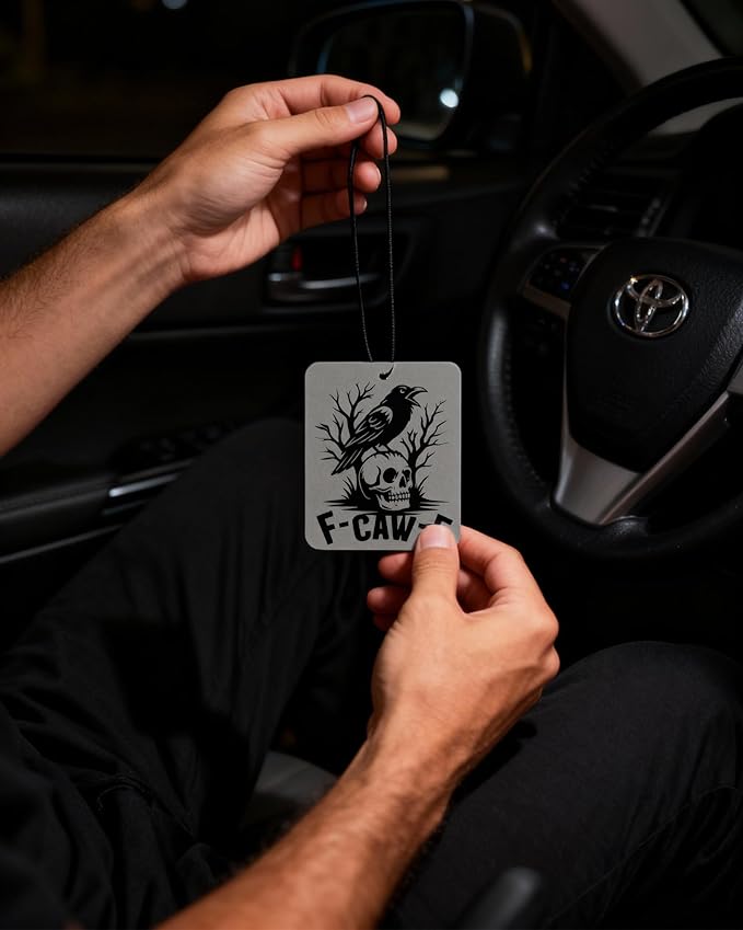 Funny Gothic Car Air Freshener 3Pcs F-CAW-F Black Caw Car Accessories Interior Hanging Scents Automotive Mirror Decor for Men Women