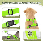SlowTon Dog Seat Belt Harness for Car, Dog Car Harness Adjustable Mesh Breathable & Dog Seatbelt Safety Tether with Elastic Bungee for Small Medium Large Pets(Lime, Double Clip, M)