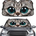 GENANY Eyes Cat Windshield Sun Shade for Car SUV Truck (55x30 Inches), Front Window Visor for Windows, Protector Blocks UV