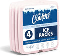 Cool Coolers by Fit & Fresh Slim Ice Packs, Quick Freeze Reusable Ice Packs for Lunch Boxes & Coolers, Long-Lasting, Space Saving Lunch Ice Packs, Light Pink, 4Pk