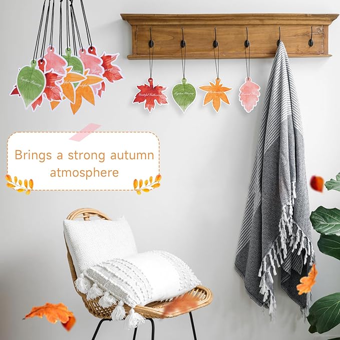 40 Sets Car Air Fresheners for Men Women Thanksgiving Bulk Gifts Fall Leaves Little Trees Car Air Fresheners Autumn Maple Leaf Scented Car Freshener Hanging Oil Ornament for Car