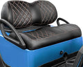 NOKINS Golf Cart P-P Diamond Leather seat Cover for it Club Car Precedent/Tempo/Onward Premium,No Stapler Required, Golf Cart Vinyl Replacement Seat Cover.Black&Brown Stitching