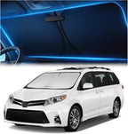 Windshield Sunshade for Toyota Sienna 2011-2020 – Upgraded Double-Layer Design, Mirror Cut-Out, Blocks 99% UV Rays, Thick & Durable, Easy-Fold Toyota Sienna Windshield Sun Shade