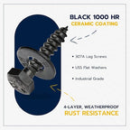 1/4 x 1 (100 Pack) Lag Screw Kit, 100 Screws and 100 Washers, Ceramic Black Ruspert Coating for Exterior Use, Meets ASTM A307 and ASME B18.2.1, Industrial/Commerical Grade by Makers Bolt